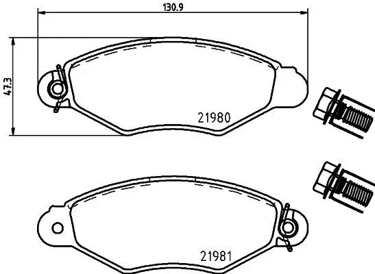 Bremsbelagsatz, Scheibenbremse HELLA 8DB 355 019-311 Bild Bremsbelagsatz, Scheibenbremse HELLA 8DB 355 019-311