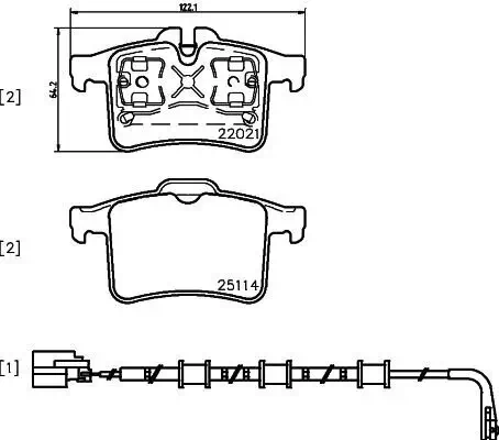 Bremsbelagsatz, Scheibenbremse HELLA 8DB 355 021-561 Bild Bremsbelagsatz, Scheibenbremse HELLA 8DB 355 021-561