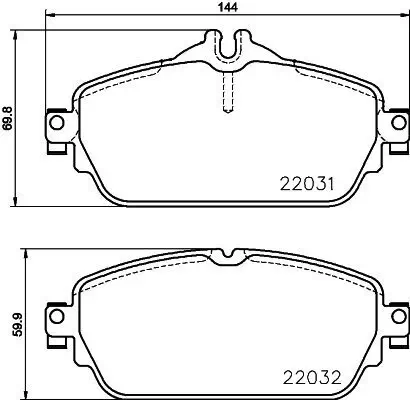 Bremsbelagsatz, Scheibenbremse HELLA 8DB 355 021-551