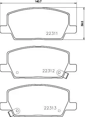 Bremsbelagsatz, Scheibenbremse Vorderachse HELLA 8DB 355 040-001 Bild Bremsbelagsatz, Scheibenbremse Vorderachse HELLA 8DB 355 040-001