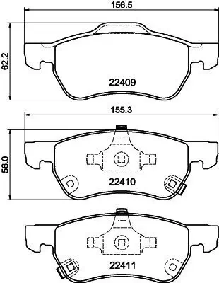 Bremsbelagsatz, Scheibenbremse Vorderachse HELLA 8DB 355 044-481 Bild Bremsbelagsatz, Scheibenbremse Vorderachse HELLA 8DB 355 044-481