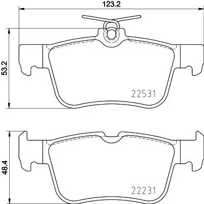 Bremsbelagsatz, Scheibenbremse HELLA 8DB 355 025-491 Bild Bremsbelagsatz, Scheibenbremse HELLA 8DB 355 025-491