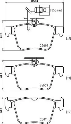 Bremsbelagsatz, Scheibenbremse HELLA 8DB 355 025-661 Bild Bremsbelagsatz, Scheibenbremse HELLA 8DB 355 025-661