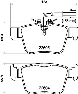 Bremsbelagsatz, Scheibenbremse HELLA 8DB 355 025-881 Bild Bremsbelagsatz, Scheibenbremse HELLA 8DB 355 025-881