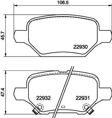 Bremsbelagsatz, Scheibenbremse Hinterachse HELLA 8DB 355 040-181 Bild Bremsbelagsatz, Scheibenbremse Hinterachse HELLA 8DB 355 040-181