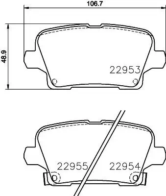 Bremsbelagsatz, Scheibenbremse Hinterachse HELLA 8DB 355 039-501 Bild Bremsbelagsatz, Scheibenbremse Hinterachse HELLA 8DB 355 039-501