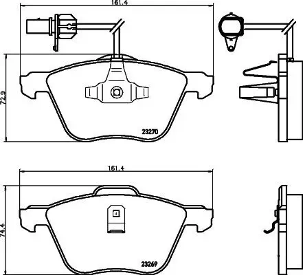 Bremsbelagsatz, Scheibenbremse HELLA 8DB 355 008-921