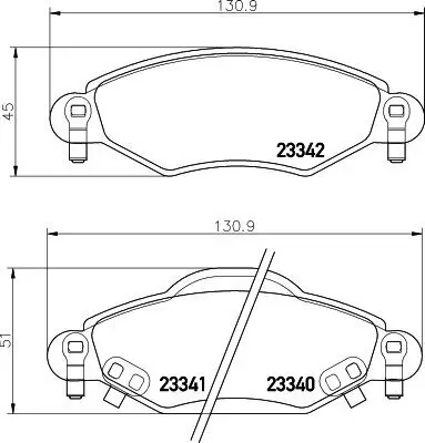 Bremsbelagsatz, Scheibenbremse Vorderachse HELLA 8DB 355 010-791 Bild Bremsbelagsatz, Scheibenbremse Vorderachse HELLA 8DB 355 010-791