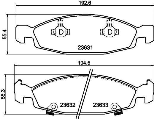 Bremsbelagsatz, Scheibenbremse Vorderachse HELLA 8DB 355 009-881 Bild Bremsbelagsatz, Scheibenbremse Vorderachse HELLA 8DB 355 009-881