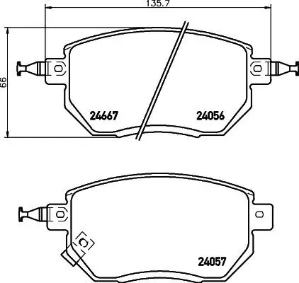 Bremsbelagsatz, Scheibenbremse Vorderachse HELLA 8DB 355 011-101 Bild Bremsbelagsatz, Scheibenbremse Vorderachse HELLA 8DB 355 011-101