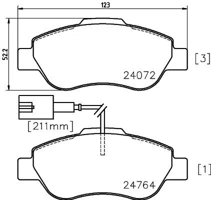 Bremsbelagsatz, Scheibenbremse HELLA 8DB 355 014-471