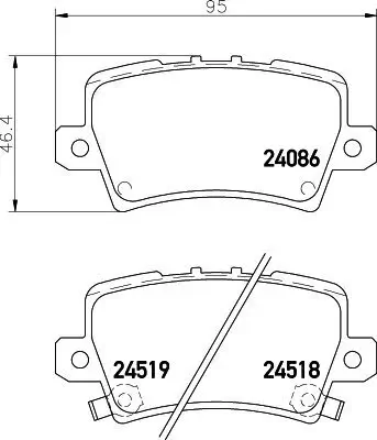 Bremsbelagsatz, Scheibenbremse Hinterachse HELLA 8DB 355 006-751 Bild Bremsbelagsatz, Scheibenbremse Hinterachse HELLA 8DB 355 006-751