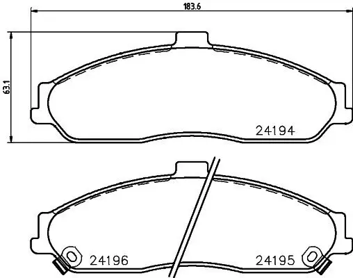 Bremsbelagsatz, Scheibenbremse HELLA 8DB 355 012-561 Bild Bremsbelagsatz, Scheibenbremse HELLA 8DB 355 012-561