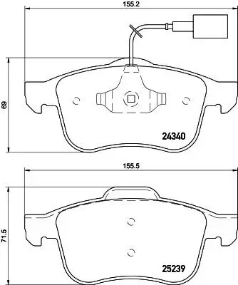 Bremsbelagsatz, Scheibenbremse Vorderachse HELLA 8DB 355 015-531 Bild Bremsbelagsatz, Scheibenbremse Vorderachse HELLA 8DB 355 015-531