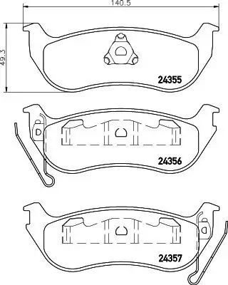 Bremsbelagsatz, Scheibenbremse HELLA 8DB 355 020-631 Bild Bremsbelagsatz, Scheibenbremse HELLA 8DB 355 020-631
