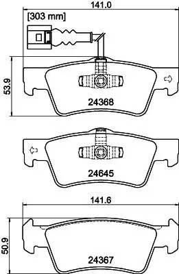 Bremsbelagsatz, Scheibenbremse HELLA 8DB 355 013-841 Bild Bremsbelagsatz, Scheibenbremse HELLA 8DB 355 013-841