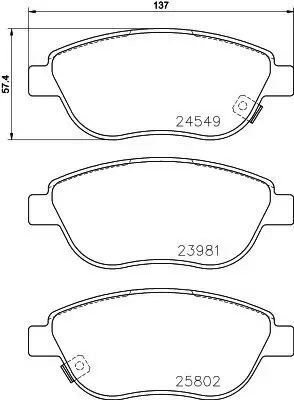 Bremsbelagsatz, Scheibenbremse HELLA 8DB 355 020-881