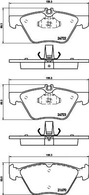 Bremsbelagsatz, Scheibenbremse Vorderachse HELLA 8DB 355 014-291 Bild Bremsbelagsatz, Scheibenbremse Vorderachse HELLA 8DB 355 014-291