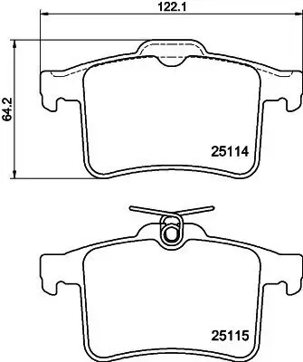 Bremsbelagsatz, Scheibenbremse Hinterachse HELLA 8DB 355 015-901 Bild Bremsbelagsatz, Scheibenbremse Hinterachse HELLA 8DB 355 015-901