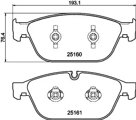 Bremsbelagsatz, Scheibenbremse Vorderachse HELLA 8DB 355 016-021 Bild Bremsbelagsatz, Scheibenbremse Vorderachse HELLA 8DB 355 016-021