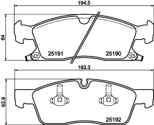 Bremsbelagsatz, Scheibenbremse HELLA 8DB 355 019-551 Bild Bremsbelagsatz, Scheibenbremse HELLA 8DB 355 019-551