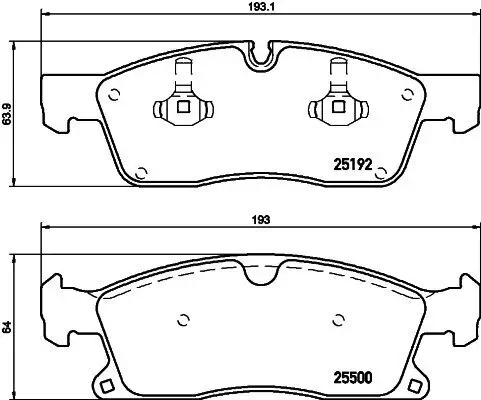 Bremsbelagsatz, Scheibenbremse Vorderachse HELLA 8DB 355 019-701 Bild Bremsbelagsatz, Scheibenbremse Vorderachse HELLA 8DB 355 019-701