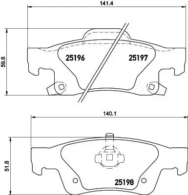 Bremsbelagsatz, Scheibenbremse Hinterachse HELLA 8DB 355 020-351 Bild Bremsbelagsatz, Scheibenbremse Hinterachse HELLA 8DB 355 020-351