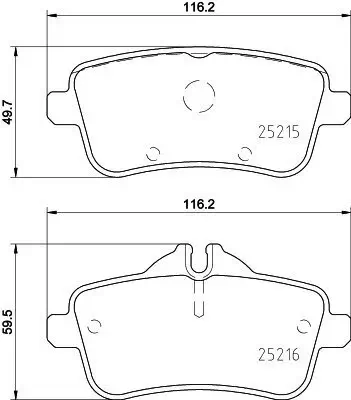 Bremsbelagsatz, Scheibenbremse Hinterachse HELLA 8DB 355 020-161 Bild Bremsbelagsatz, Scheibenbremse Hinterachse HELLA 8DB 355 020-161