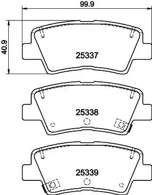 Bremsbelagsatz, Scheibenbremse Hinterachse HELLA 8DB 355 044-731 Bild Bremsbelagsatz, Scheibenbremse Hinterachse HELLA 8DB 355 044-731