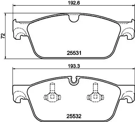 Bremsbelagsatz, Scheibenbremse Vorderachse HELLA 8DB 355 020-141 Bild Bremsbelagsatz, Scheibenbremse Vorderachse HELLA 8DB 355 020-141