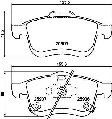 Bremsbelagsatz, Scheibenbremse HELLA 8DB 355 021-801