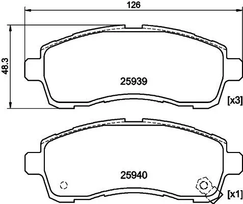 Bremsbelagsatz, Scheibenbremse HELLA 8DB 355 021-871