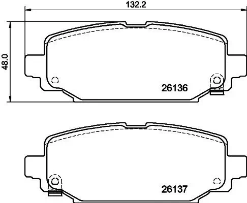 Bremsbelagsatz, Scheibenbremse Hinterachse HELLA 8DB 355 040-251 Bild Bremsbelagsatz, Scheibenbremse Hinterachse HELLA 8DB 355 040-251