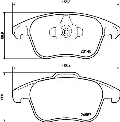 Bremsbelagsatz, Scheibenbremse Vorderachse HELLA 8DB 355 040-141 Bild Bremsbelagsatz, Scheibenbremse Vorderachse HELLA 8DB 355 040-141