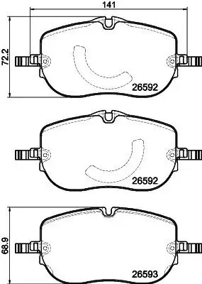 Bremsbelagsatz, Scheibenbremse HELLA 8DB 355 044-261