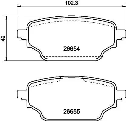 Bremsbelagsatz, Scheibenbremse Hinterachse HELLA 8DB 355 046-001