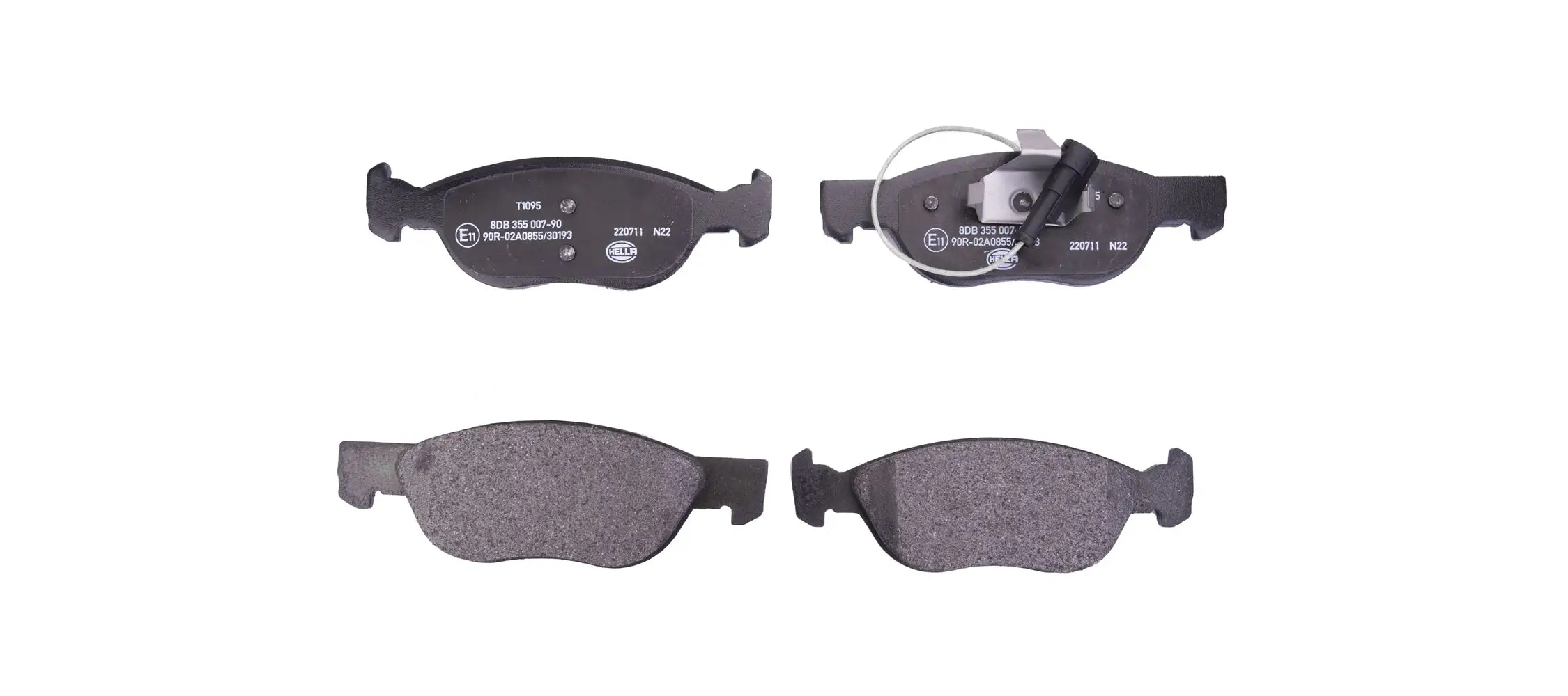 Bremsbelagsatz, Scheibenbremse Vorderachse HELLA 8DB 355 007-901