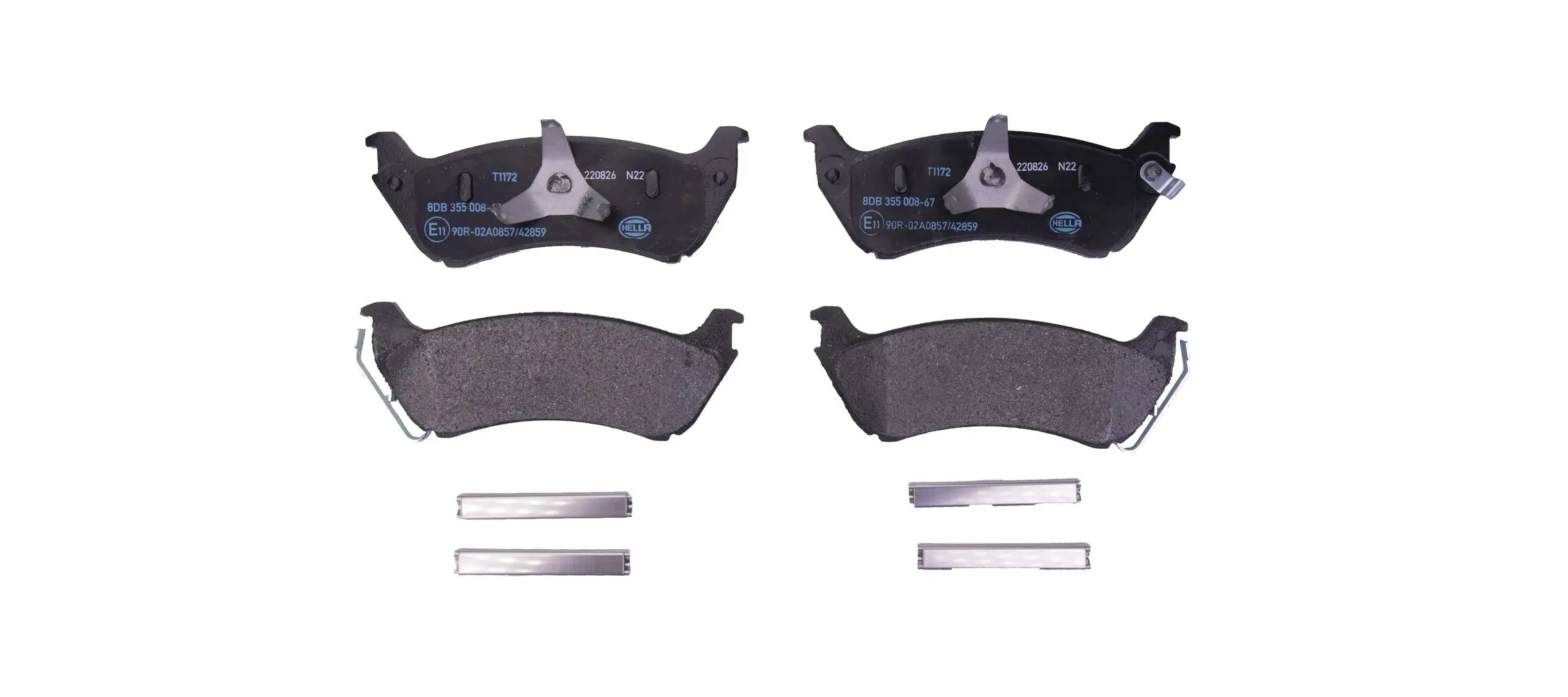 Bremsbelagsatz, Scheibenbremse Hinterachse HELLA 8DB 355 008-671