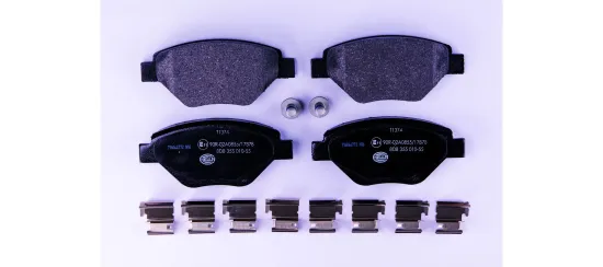 Bremsbelagsatz, Scheibenbremse Vorderachse HELLA 8DB 355 010-551 Bild Bremsbelagsatz, Scheibenbremse Vorderachse HELLA 8DB 355 010-551
