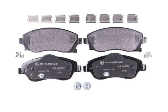 Bremsbelagsatz, Scheibenbremse Vorderachse HELLA 8DB 355 018-511 Bild Bremsbelagsatz, Scheibenbremse Vorderachse HELLA 8DB 355 018-511