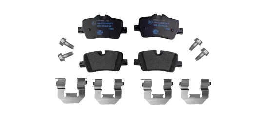 Bremsbelagsatz, Scheibenbremse Hinterachse HELLA 8DB 355 040-681 Bild Bremsbelagsatz, Scheibenbremse Hinterachse HELLA 8DB 355 040-681