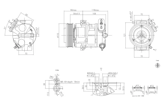 Kompressor, Klimaanlage 12 V HELLA 8FK 366 201-901 Bild Kompressor, Klimaanlage 12 V HELLA 8FK 366 201-901