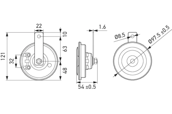 Horn 12 V HELLA 3AM 012 588-341 Bild Horn 12 V HELLA 3AM 012 588-341