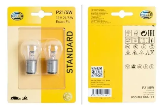 Glühlampe, Blinkleuchte 12 V 21/5 W P21/5W HELLA 8GD 002 078-123 Bild Glühlampe, Blinkleuchte 12 V 21/5 W P21/5W HELLA 8GD 002 078-123