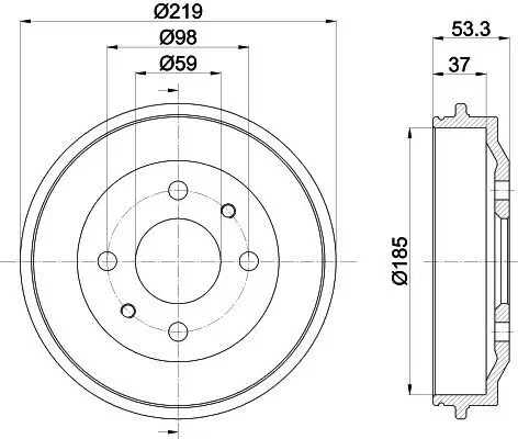 Bremstrommel HELLA 8DT 355 301-961 Bild Bremstrommel HELLA 8DT 355 301-961
