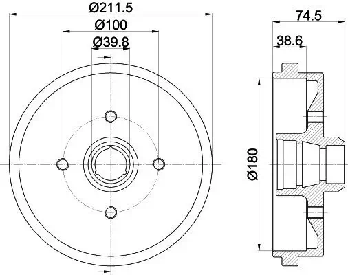 Bremstrommel Hinterachse HELLA 8DT 355 301-631 Bild Bremstrommel Hinterachse HELLA 8DT 355 301-631