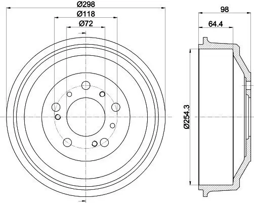 Bremstrommel Hinterachse HELLA 8DT 355 300-061 Bild Bremstrommel Hinterachse HELLA 8DT 355 300-061