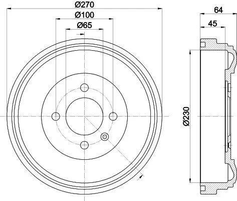 Bremstrommel Hinterachse HELLA 8DT 355 301-691 Bild Bremstrommel Hinterachse HELLA 8DT 355 301-691