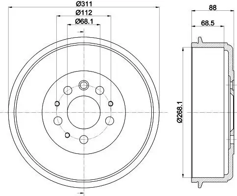 Bremstrommel HELLA 8DT 355 301-721 Bild Bremstrommel HELLA 8DT 355 301-721