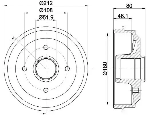 Bremstrommel Hinterachse HELLA 8DT 355 301-281 Bild Bremstrommel Hinterachse HELLA 8DT 355 301-281